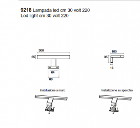 Светильник для ванной комнаты Kerasan Nolita LED 30 см 921801