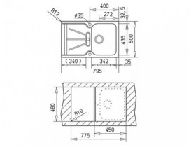 Мойка для кухни прямоугольная TEKA CASCAD 45B TG оборачиваемое крыло  врезная  гранит  песок 40144404