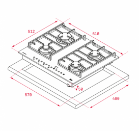  Газовая варочная поверхность  Teka  CGW LUX 60 4G AI AL 40216113