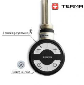 ТЭН для полотенцесушителя Terma Moa 400 Вт кабель спиральный с вилкой RAL 9005 черный WEMOA04T905U