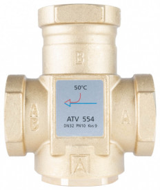 Термический клапан Afriso ATV 554 DN32 Rp 1¼'' Kvs 12 номинальная температура 50°C латунь 1655410