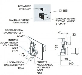 Термостат для душа Daniel Skyline скрытого монтажа хром SKT612CR