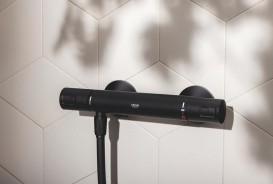 Термостат для душа Grohe Precision Start с душевым гарнитуром Vitalio Start 100 черный матовый UA303908T1