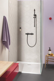 Термостат для душа Grohe Precision Start с душевым гарнитуром Vitalio Start 100 черный матовый UA303908T1