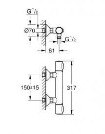 Термостат для душа Grohe QuickFix Precision Flow двухвентильный хром 34840000