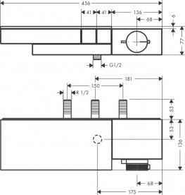 Термостат для душа Hansgrohe Axor Edge 2 потребителя с алмазной огранкой 46241000