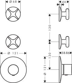 Термостат для душа Hansgrohe Axor One встраиваемый 2 потребителя матовый черный 48712670