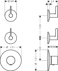 Термостат для душу Hansgrohe Axor One вбудований 2 споживача матовий чорний 48722670