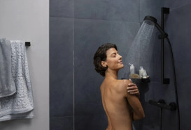 Термостат для душа Hansgrohe Ecostat Element с душевым набором Pulsify Select S EcoSmart черный матовый 24271670