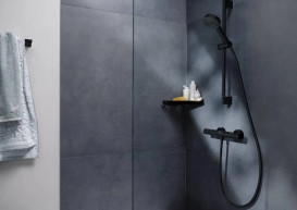 Термостат для душа Hansgrohe Ecostat Element с душевым набором Pulsify Select S EcoSmart черный матовый 24271670