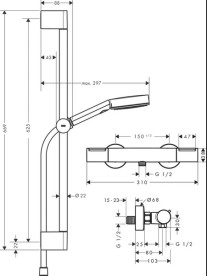 Термостат для душа Hansgrohe Ecostat Element с душевым набором Pulsify Select S EcoSmart черный матовый 24272670