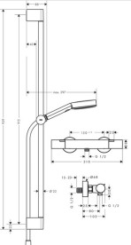 Термостат для душу Hansgrohe Ecostat Fine із душовим набором Pulsify Select S EcoSmart чорний матовий 24261670