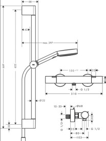 Термостат для душа Hansgrohe Ecostat Fine с душевым набором Pulsify Select S EcoSmart хром 24262000
