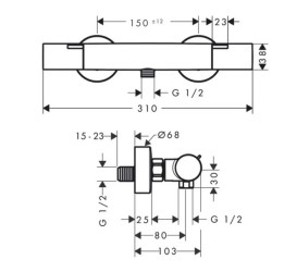 Термостат для душу Hansgrohe Ecostat Fine двовентильний хром 13323000