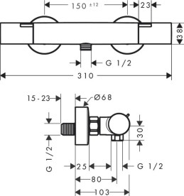 Термостат для душа Hansgrohe Ecostat Fine двухвентильный хром 13324000