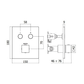 Термостат для душу Paffoni Compact Box вбудований 2 споживача хром CPT518CR