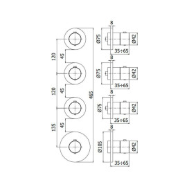 Термостат для душа Paffoni Modular box встраиваемый 3 потребителя черный матовый MDE019NO