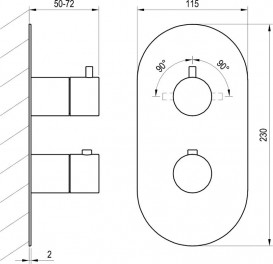 Термостат для душа Ravak Espirit встраиваемый 2 потребителя графит матовый X070323