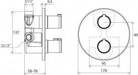 Термостат для душа Ravak Termo встраиваемый однорычажный хром X070037