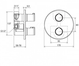 Термостат для душа Ravak Termo встраиваемый однорычажный хром X070048
