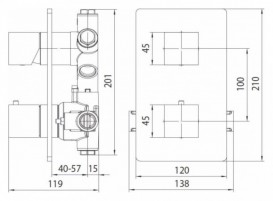 Термостат для душа скрытого монтажа Bossini Cube черный матовый Z00061000073005
