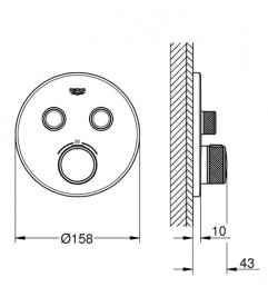 Термостат для душу прихованого монтажу Grohe Grohtherm SmartControl 2 фантомний чорний 29507KF0