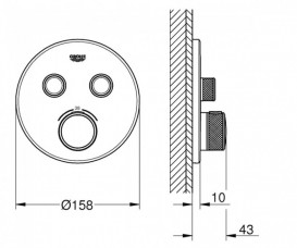 Термостат для душу прихованого монтажу Grohe Grohtherm SmartControl суперсталь 29119DC0