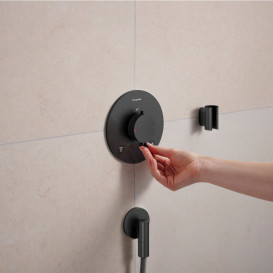 Термостат для душа скрытого монтажа Hansgrohe Ecostat Comfort S 2 потребителя черный матовый хром 33718340