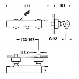 Термостат для душу Tres Base Plus із душовим набором матовий чорний 21616409NM