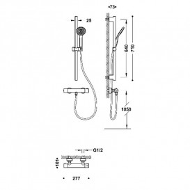 Термостат для душу Tres Base Plus із штангою душовим набором матовий чорний 21619601NM