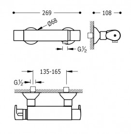 Термостат для душа Tres Basic с ручным душем хром 1901629