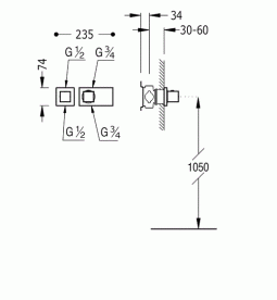 Термостат для душу Tres Block System colors з затвором і регулятором потоку матове золото 20725199OM