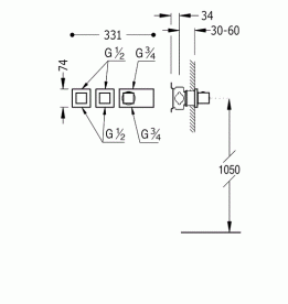 Термостат для душа Tres Block System colors с затвором и регулятором потока белый матовый 20725399BM