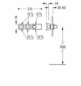 Термостат для душу Tres Block System colors з затвором 4 споживача білий матовий 20725499BM