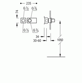 Термостат для душа Tres Block System colors с затвором 2 потребителя золото 20735299OR