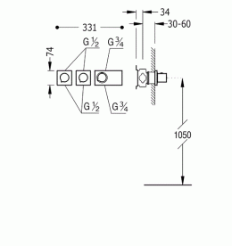 Термостат для душу Tres Block System colors з затвором 4 споживача золото 20735499OR