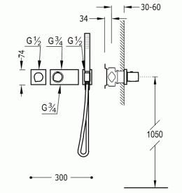 Термостат для душа Tres Block System colors с ручным душем 2 потребителя белый матовый 20735291BM