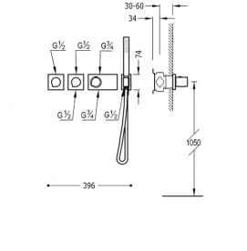 Термостат для душа Tres Block System colors 3 потребителя золото 20735391OR
