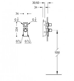 Термостат для душу Tres Block System colors 2 споживача чорний матовий 20625299NM