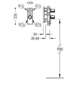 Термостат для душу Tres Block System colors 2 споживача чорний матовий 20635299NM