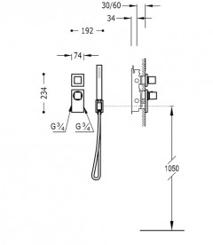 Термостат для душу Tres Block System colors 1 споживач білий матовий 20625191BM