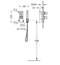 Термостат для душу Tres Block System colors 1 споживач білий матовий 20635191BM