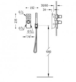 Термостат для душу Tres Block System colors 2 споживача матове золото 20635291OM
