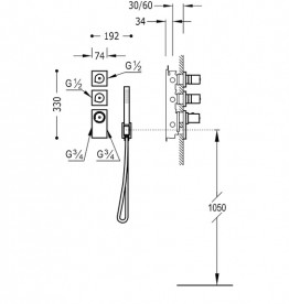 Термостат для душа Tres Block System colors 3 потребителя золото 20635391OR
