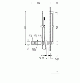 Термостат для душу Tres Block System з ручним душем 1 споживач хром 20725192