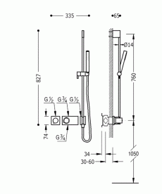 Термостат для душа Tres Block System с ручным душем 1 потребитель хром 20735192