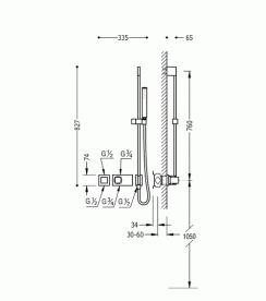 Термостат для душу Tres Block System з ручним душем 2 споживача хром 20725292