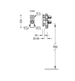 Термостат для душа Tres Block System встроенный 1 потребитель хром 20635199