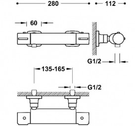 Термостат для душу Tres Canigo Plus двовентильний з душовим набором хром 21816409