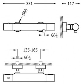 Термостат для душу Tres Class-Tres з ручним душем хром 205164019